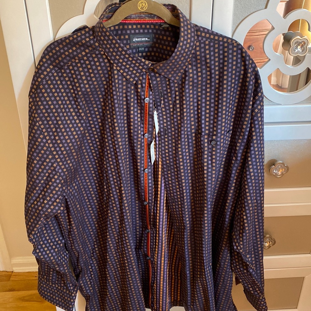Reel brand new mens shirt with velvet piping